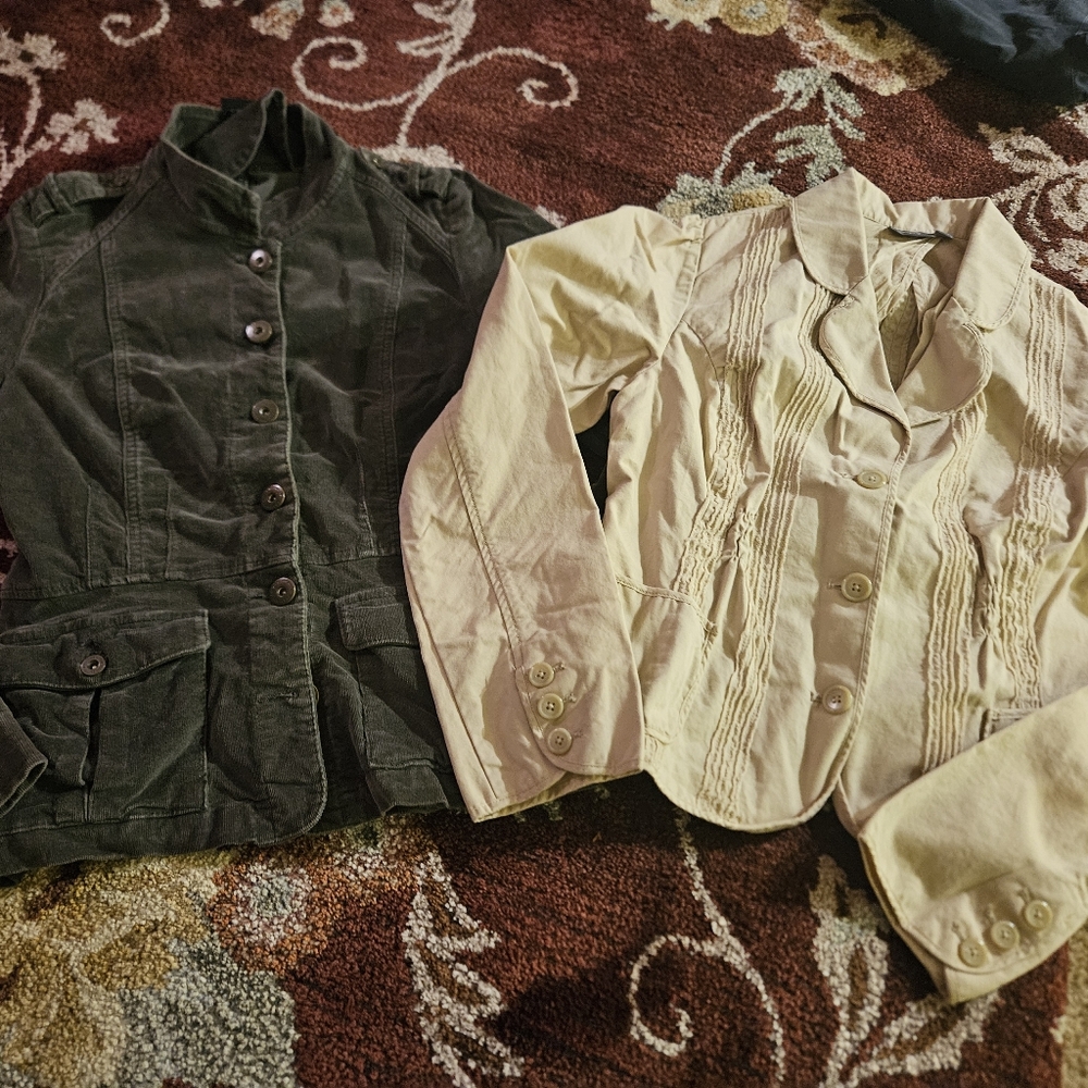 Women's/ Junior's Green and Cream Jackets Size M AND SIZE 10. CALVIN Klein